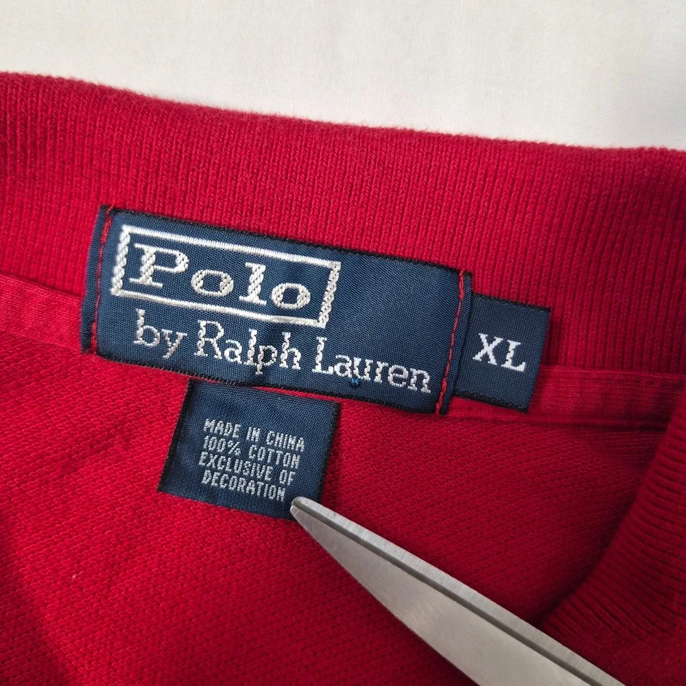 Polo Ralph Lauren Polo Shirt Mens XL Red Long Sleeve Pique Cotton Pony NWOT FLAW
